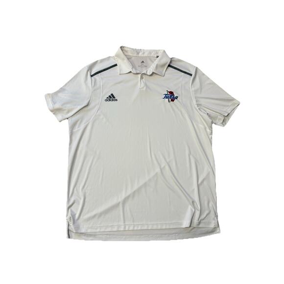 University of Tulsa Adidas White Polo Shirt Mens 2XL Tulsa Golden Hurricane - Picture 4 of 7